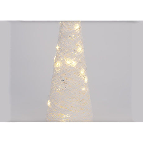 Cono Luminoso LED Bianco Caldo filo Bianco Glitter. Uso INTERNO Decorazioni Luminose KOOPMAN