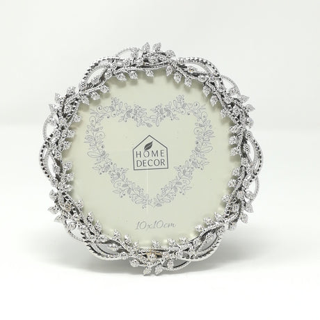 Cornice Dia 12,4CM con Decoro Foglie Color Argento Cornici Garden Team