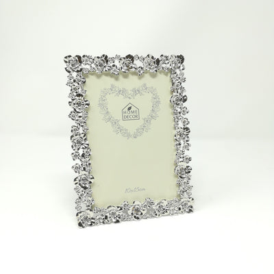 Cornice Traforata 13,5XH18,4CM Decoro Fiori Color Argento Cornici Garden Team