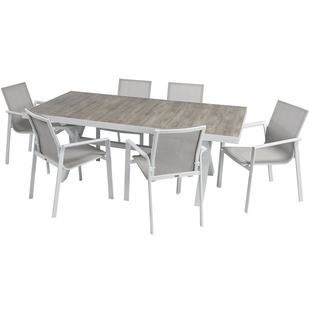 SET PRANZO CROSS IN ALLUMINIO BIANCO set da pranzo da giardino Garden Team