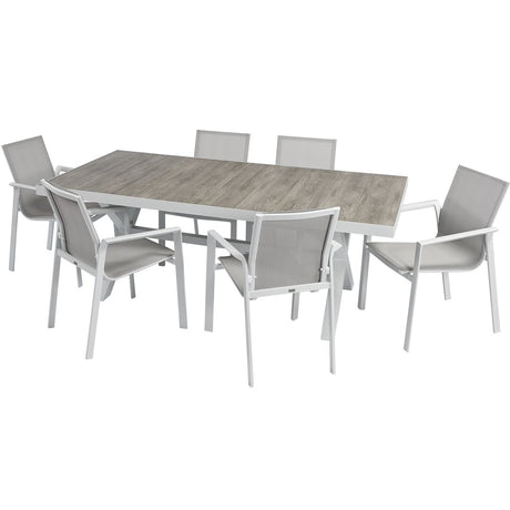 SET PRANZO CROSS IN ALLUMINIO BIANCO set da pranzo da giardino Garden Team