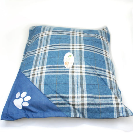 Cuscino Tartan per Cani Colore Denim 62x85 Cucce e Cuscini Garden Team