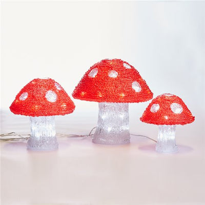 Decorazione Luminosa Natalizia 3 funghi a Led Bianco Decorazioni Luminose KAEMINGK