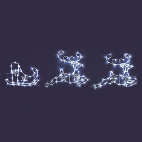 Decorazione Natalizia Luminosa Renna Con Slitta Effetto Ghiaccio Renne Luminose LOTTI