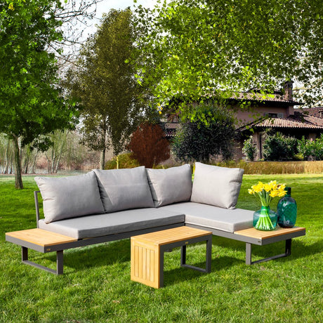 SET SALOTTO DA GIARDINO DIVANI E TAVOLINO ESCAPE GRIGIO Salotto da Giardino Garden Team