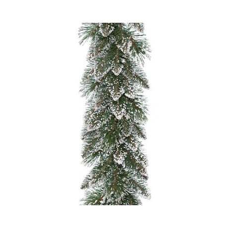 Festone di Pino artificiale modello FINLEY FROSTED 270 cm Festone Pino Natale KAEMING
