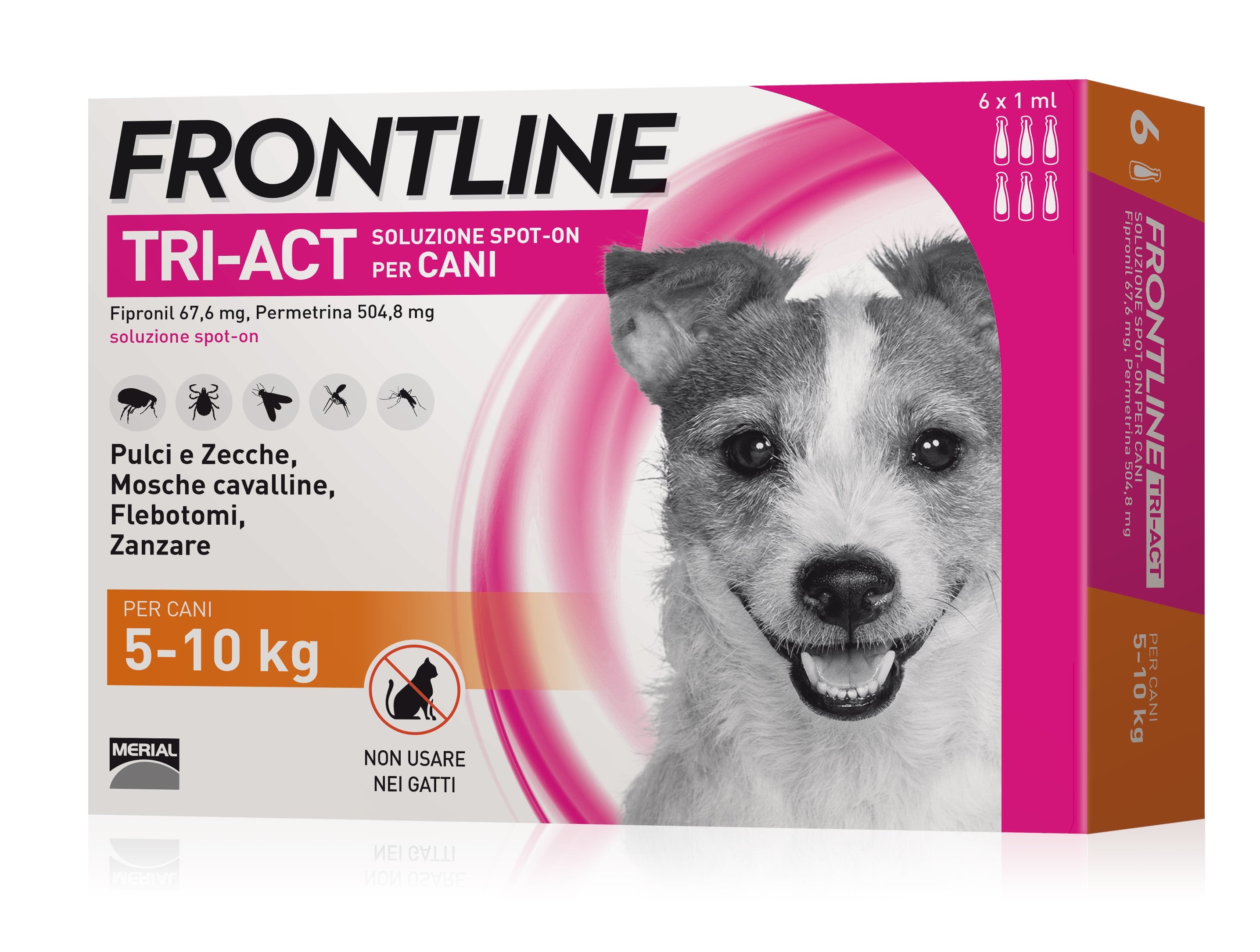 FRONTLINE TRI-ACT SPOT-ON S PER CANI DA 5-10KG 6 PIPETTE Antiparassitari Cane Frontline
