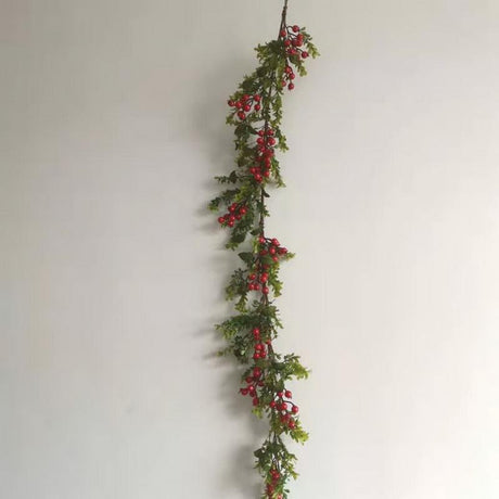 Garland 150CM Rami Verdi-Bacche Rosse Festone Pino Natale Garden Team