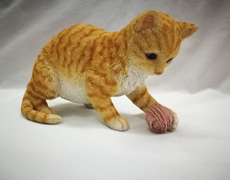 GATTO CON GOMITOLO 29X13,5XH15,5CM Animaletti in resina Garden Team