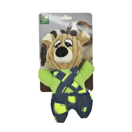 GIOCO PUPAZZO PELUCHE CANE ORSO SALOPETTE JEANS 18 CM