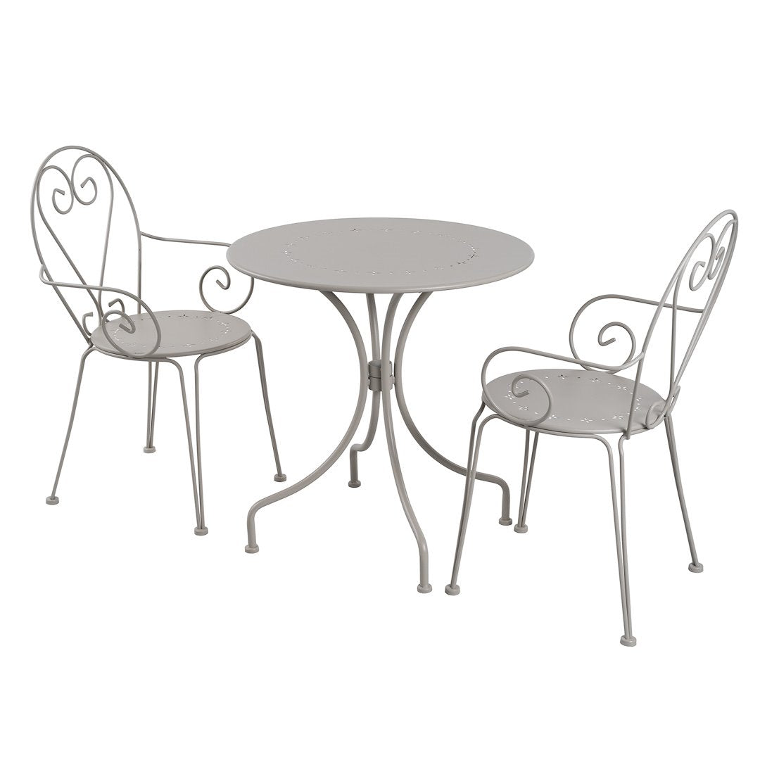 SET PRANZO ISABEL TAVOLO ROTONDO 70CM 2 SEDIE FERRO TORTORA Set da Balcone Garden Team