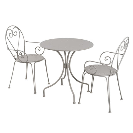 SET PRANZO ISABEL TAVOLO ROTONDO 70CM 2 SEDIE FERRO TORTORA Set da Balcone Garden Team