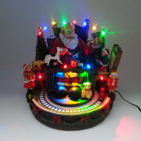 Laboratorio di Babbo Natale con Trenino che Gira Paesaggi e Scene Natalizie Garden Team