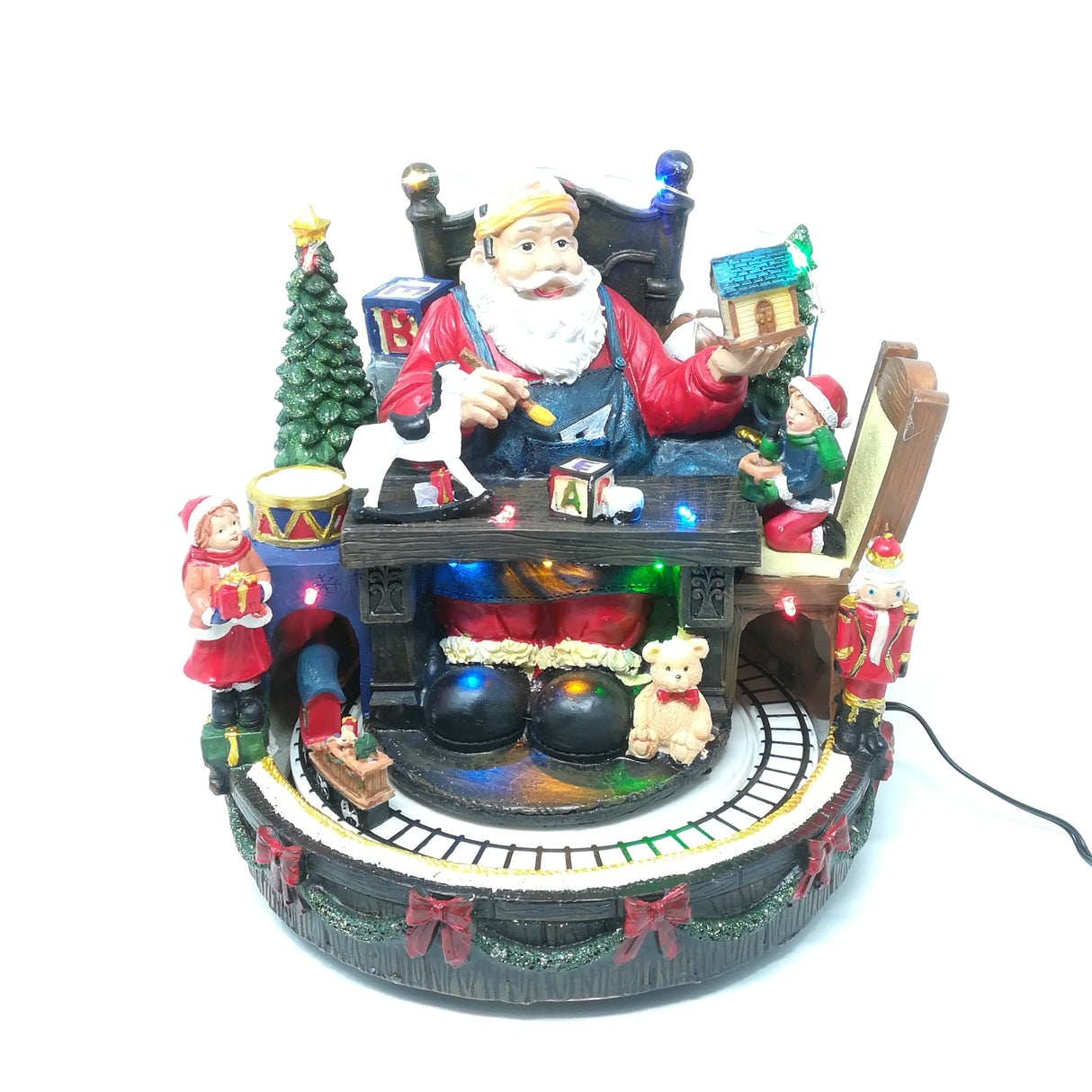 Laboratorio di Babbo Natale con Trenino che Gira Paesaggi e Scene Natalizie Garden Team