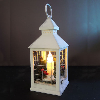 Lanterna bianco anticato con Candela LED H 24 cm Decorazioni Luminose BIA Home & Garden