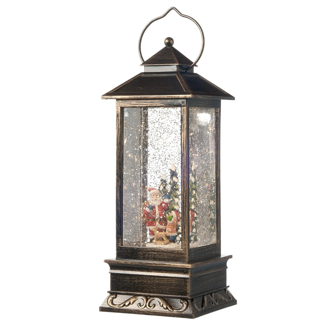 Lanterna con Glitter in movimento e LED con Babbo Natale Decorazioni Luminose Garden Team