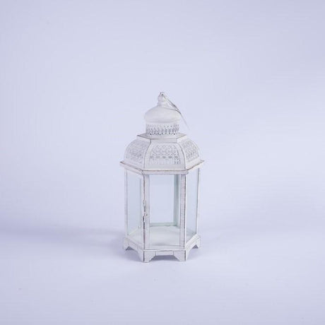 Lanterna Esagonale in metallo Bianco19X16XH35CM Lanterne Garden Team