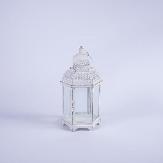 Lanterna Esagonale in metallo Bianco19X16XH35CM Lanterne Garden Team