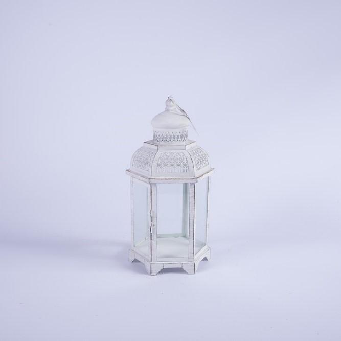 Lanterna Esagonale in metallo Bianco19X16XH35CM Lanterne Garden Team
