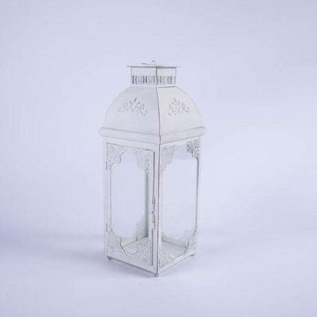 Lanterna in Metallo Bianco 16X5X16,5XH44CM Lanterne Garden Team
