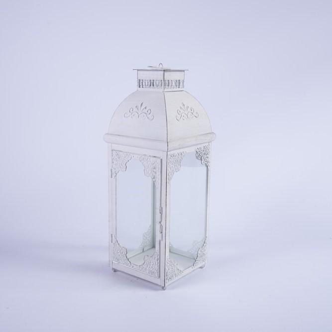 Lanterna in Metallo Bianco 16X5X16,5XH44CM Lanterne Garden Team