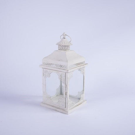 Lanterna in Metallo Bianco Anticato 18X18XH38,5CM Lanterne Garden Team