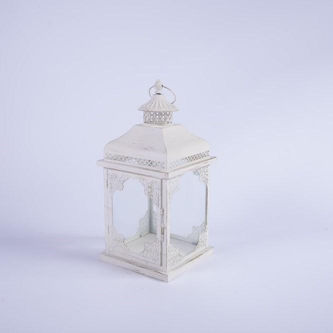 Lanterna in Metallo Bianco Anticato 18X18XH38,5CM Lanterne Garden Team