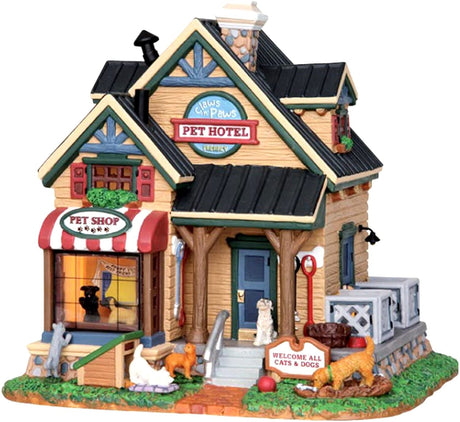 LEMAX CLAWS & PAWS PET HOTEL 25387 Casette Illuminate Lemax