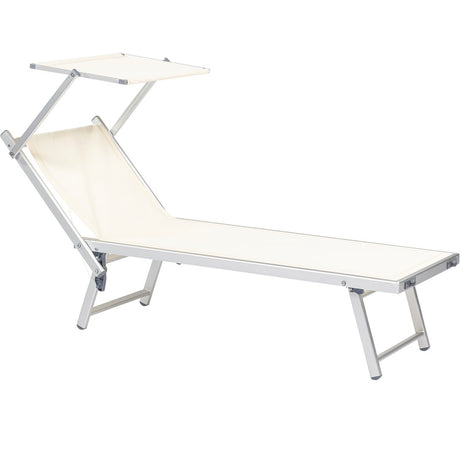 Lettino prendisole in alluminio argento e tela écru Lettini Prendisole Garden Team