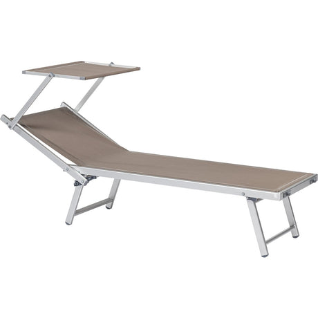 Lettino prendisole in alluminio argento e tela tortora Lettini Prendisole Garden Team