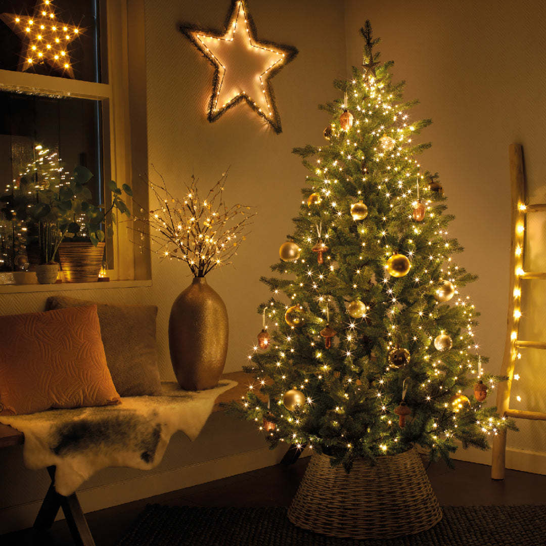 Copri Base Intrecciato - Copri base albero di natale in legno