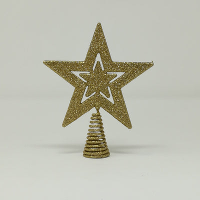 Mini Puntale Stella 12X15CM Glitter Punta Albero Plastica Garden Team