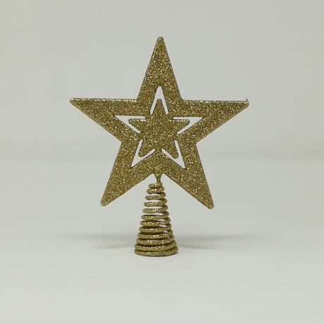 Mini Puntale Stella 12X15CM Glitter Punta Albero Plastica Garden Team