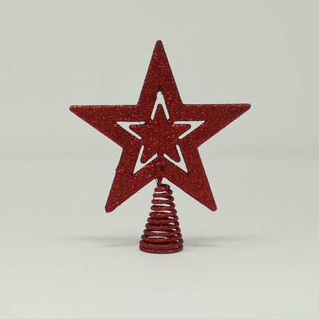 Mini Puntale Stella 12X15CM Glitter Punta Albero Plastica Garden Team