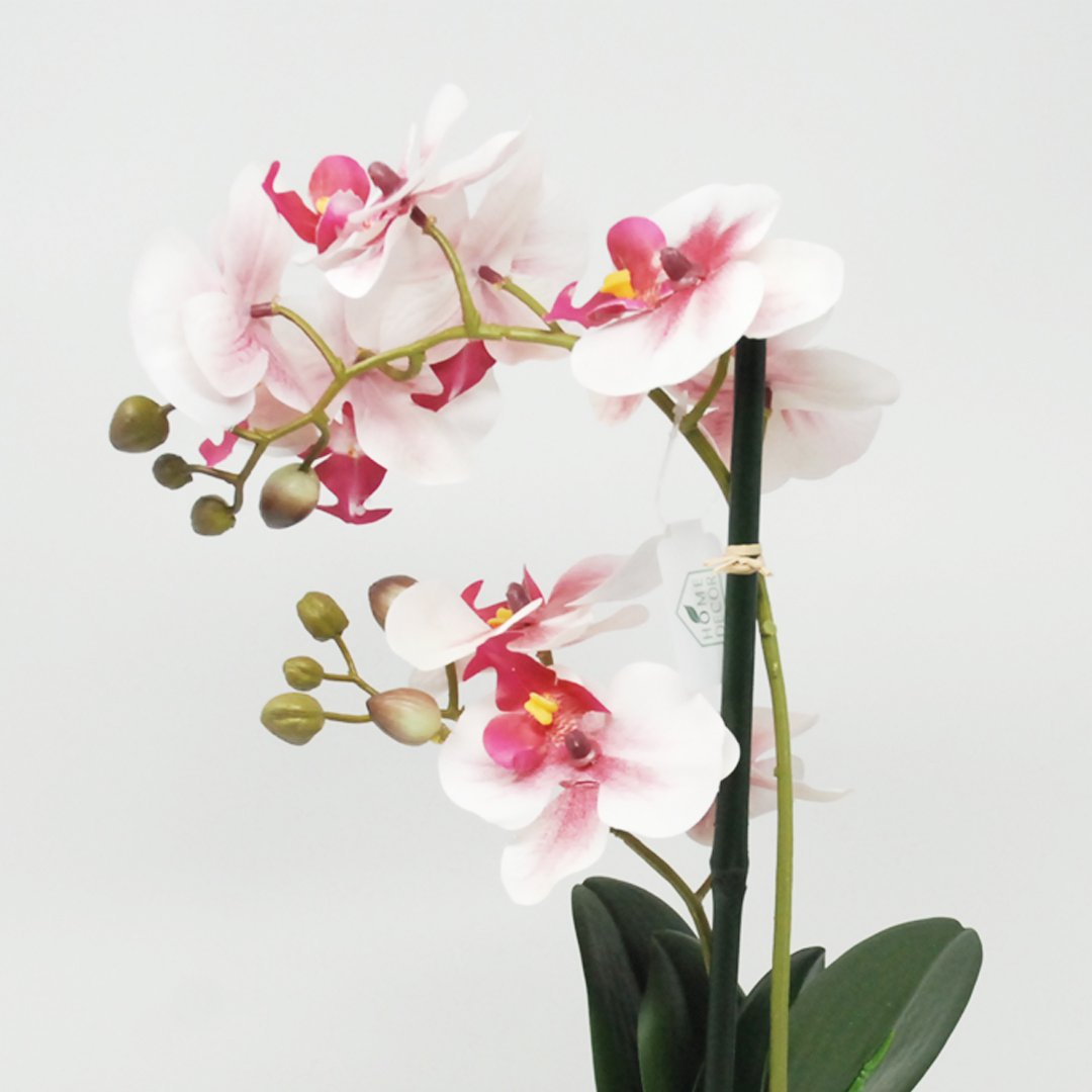 Pianta Artificiale Orchidea Rosa in Vaso H35
