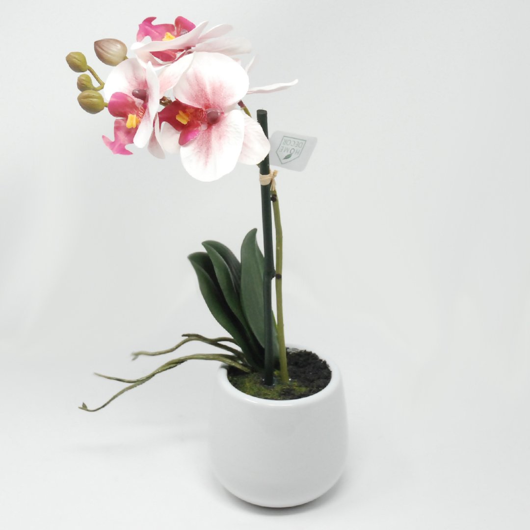 Pianta Artificiale Phalaenopsis Rosa in Vaso H45