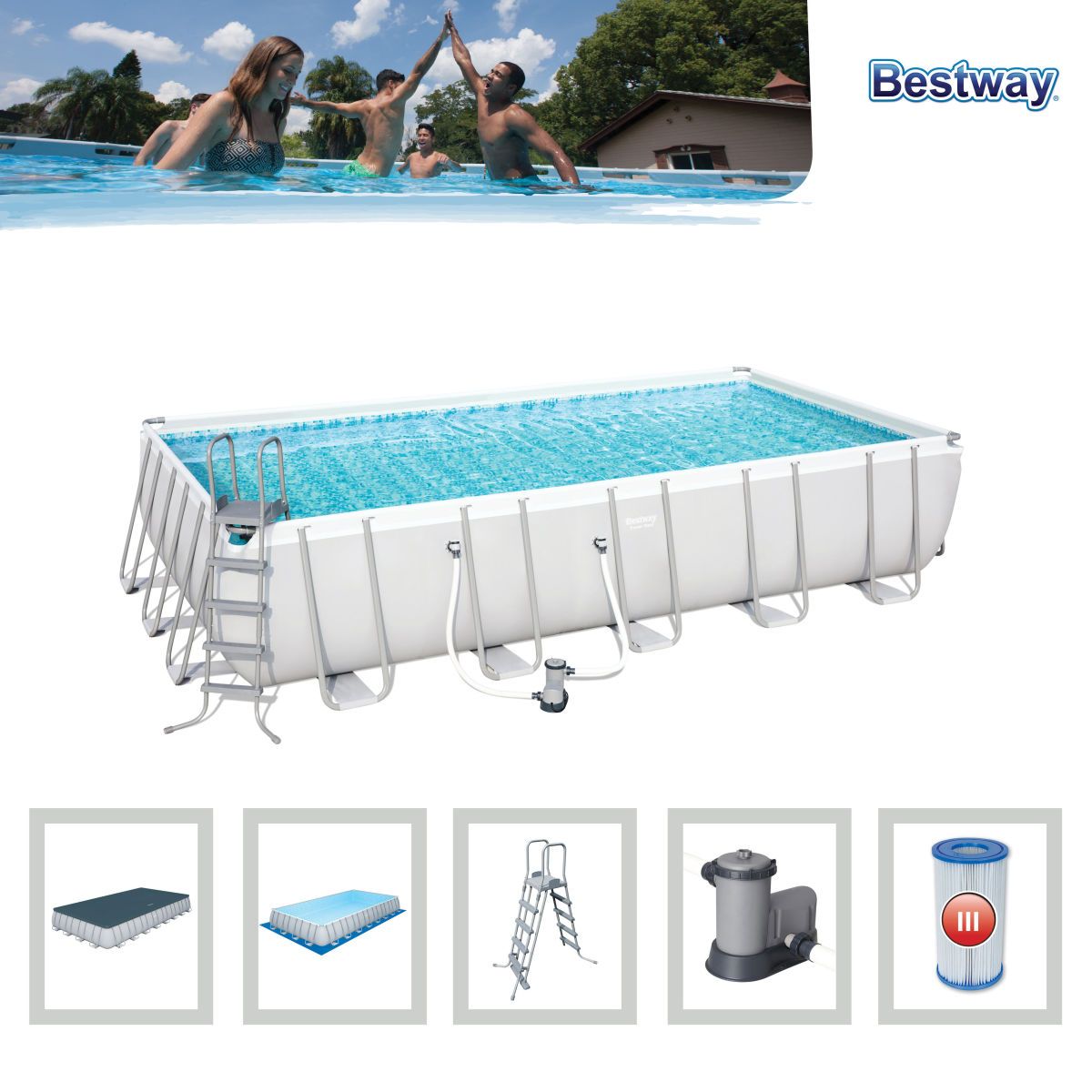 PISCINA POWER STEEL FRAME RETTANGOLARE 56470 Piscine Bestway BESTWAY