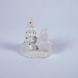 Pupazzo di Neve con Albero LED H11CM in Porcellana Bianca Decorazioni Luminose Garden Team