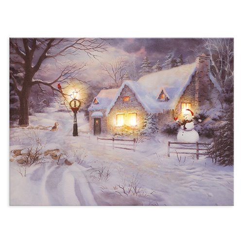 Quadro di Natale a Led Pupazzo di Neve 40x30 Quadro a led Garden Team