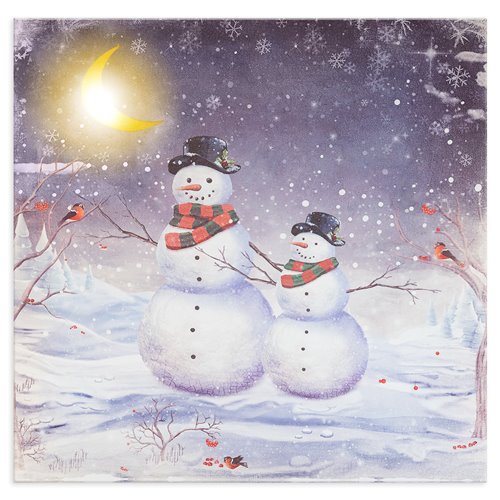 Quadro Tela Natalizia a Led Pupazzo di Neve 40x40 Quadro a led Garden Team