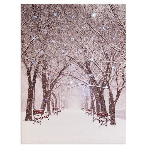 Quadro Tela Natalizia Alberi Con Neve a Led 30x40 Quadro a led Garden Team