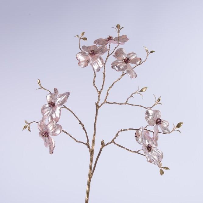 Ramo Cornus H90CM Rosa Metal Fiori Natalizi Garden Team