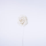 Ramo Rosa Aperta 61CM Senza Foglie in Velluto Bianco con Glitter Fiori Natalizi Garden Team