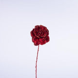 Ramo Rosa Rossa 61CM Senza Foglie in Velluto con Glitter Fiori Natalizi Garden Team
