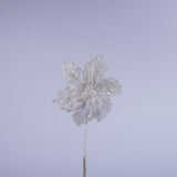 Ramo Stella di Natale Bianca 66CM senza Foglie in Velluto con Glitter Fiori Natalizi Garden Team