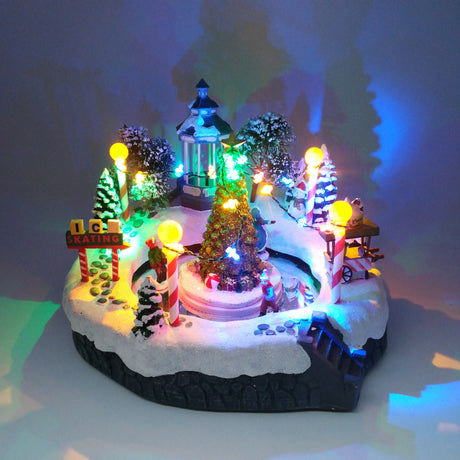 SCENA PARCO PATTINATORI ALBERO LED E MUSICA Paesaggi e Scene Natalizie Garden Team
