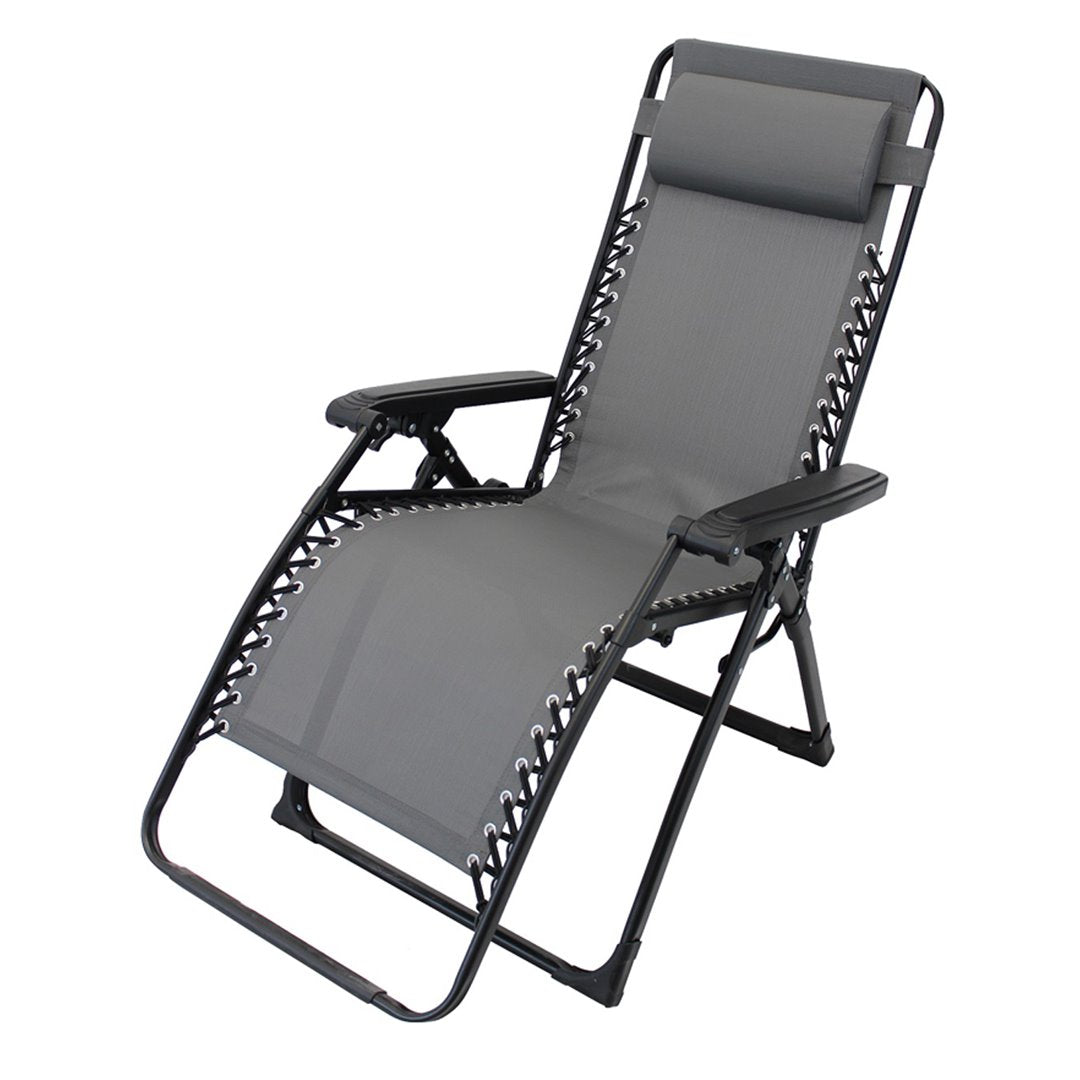 SDRAIO COMFORT 88X65XH110CM NERO TEX GRI Sdraio Pieghevoli Garden Team