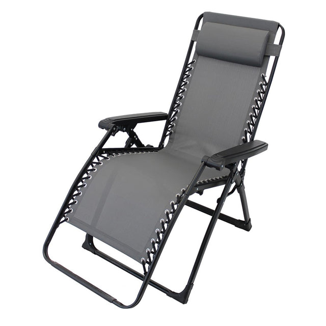 SDRAIO COMFORT 88X65XH110CM NERO TEX GRI Sdraio Pieghevoli Garden Team