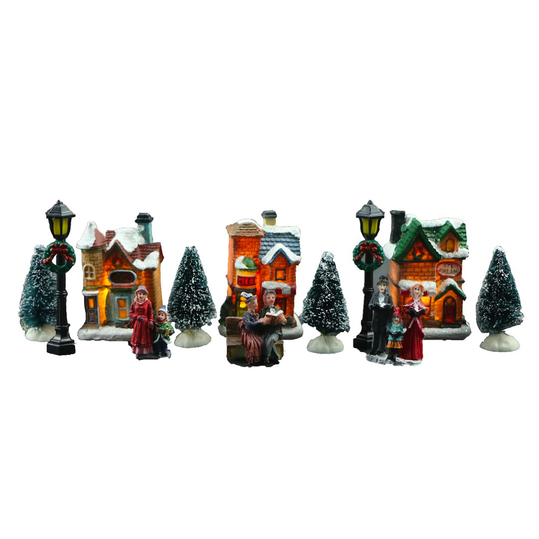 Set 12 Pezzi Villaggio di Natale - Personaggi per villaggio di Natale