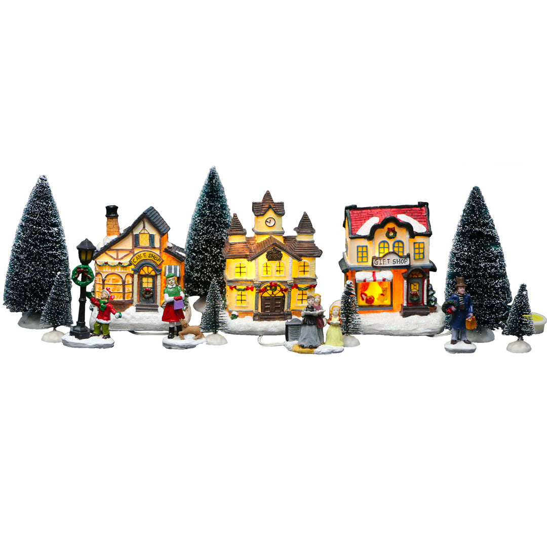 Set 14 Pezzi Villaggio di Natale - Personaggi per villaggio natalizio